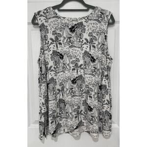 GRACE the perfect fit sleeveless Blouse Top Plus 1X Black White Island